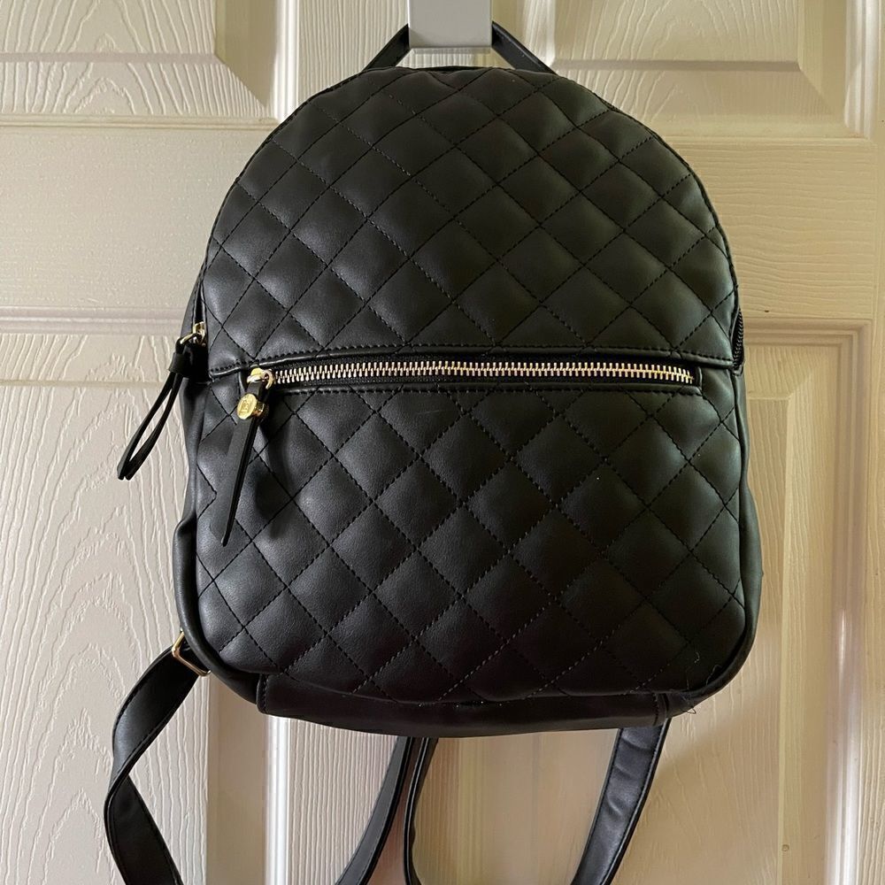 Liz Claiborne black quilted mini backpack with gold tone hardwares